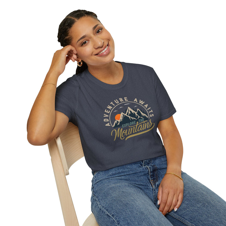 Adventure Awaits Explore the Mountians Unisex Softstyle T-Shirt – Perfect  for Outdoor Enthusiasts