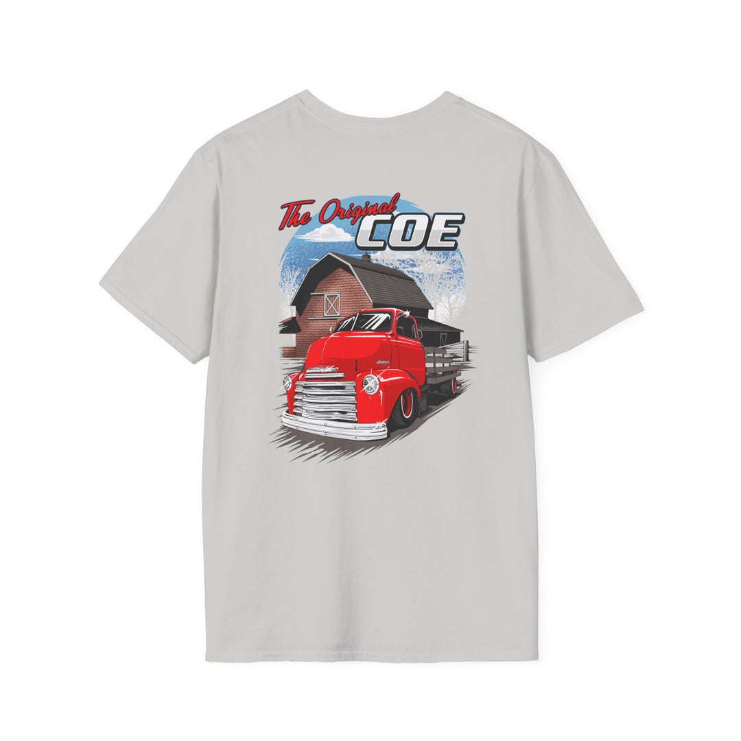 The Original Coe Truck T-Shirt - Retro Red Pickup Barn Graphic Tee