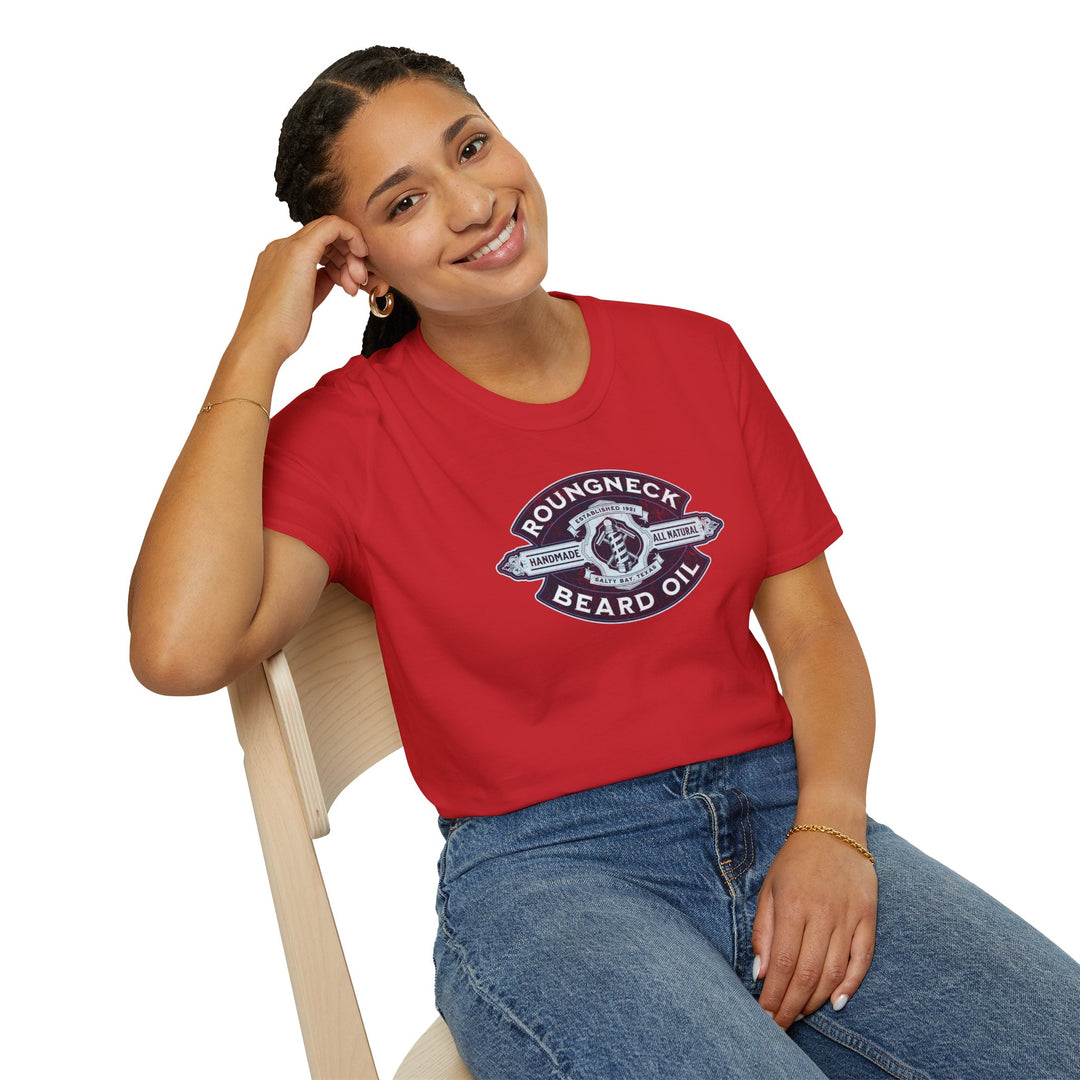 Beard Oil Logo T-Shirt — 'Roughneck Beard Oil' Vintage Badge Tee