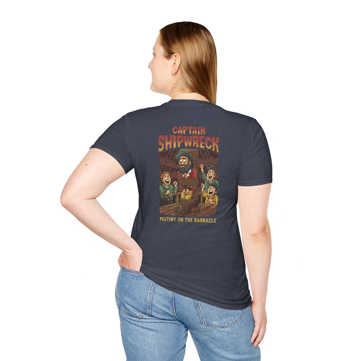 Captain Shipwreck T-Shirt — Pirate Crew Graphic Tee (Mutiny on the Barnacle)