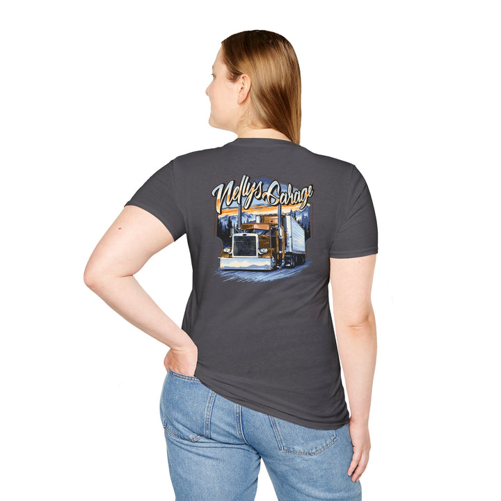 Peterbilt Semi Crewneck T‑Shirt — 'Nellys Garage' Vintage Trucker Design