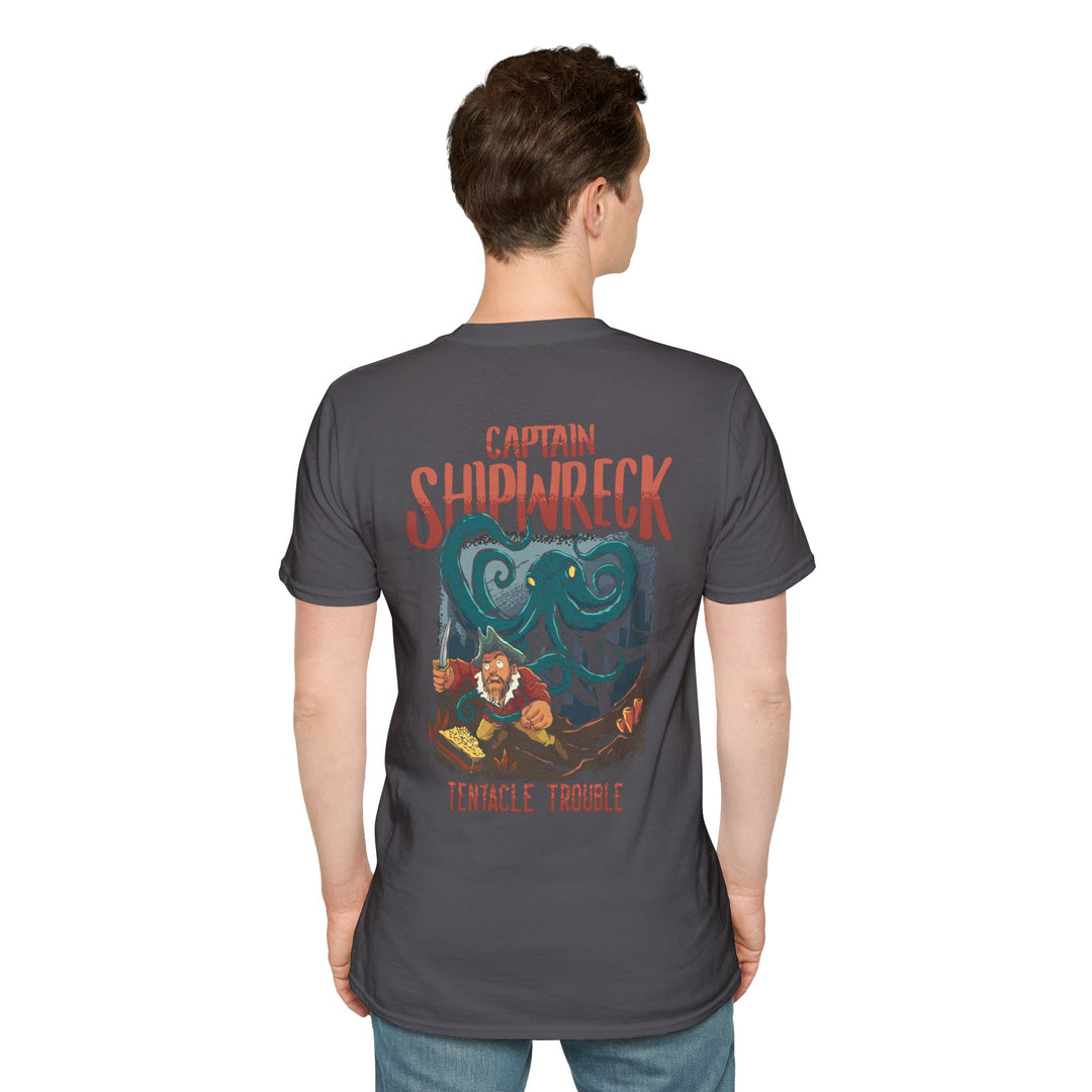 Captain Shipwreck Adventure T-Shirt - Tentacle Trouble Design
