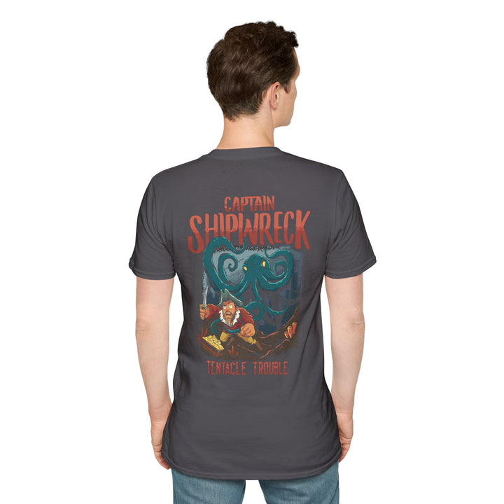 Captain Shipwreck Adventure T-Shirt - Tentacle Trouble Design
