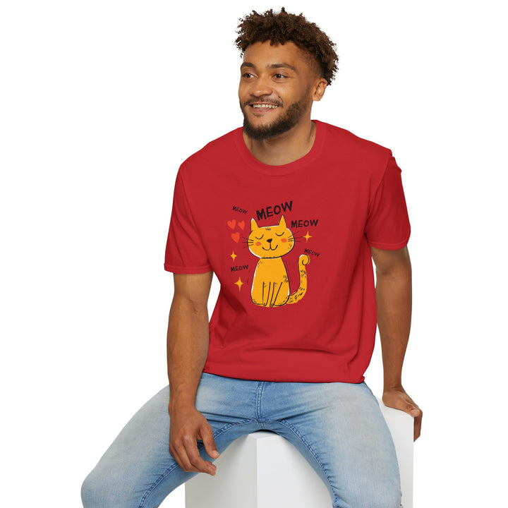Cute Orange Cat 'Meow' T-Shirt – Playful Kitty Graphic Tee