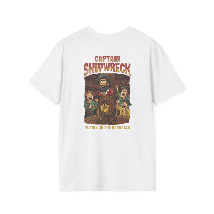 Captain Shipwreck T-Shirt — Pirate Crew Graphic Tee (Mutiny on the Barnacle)