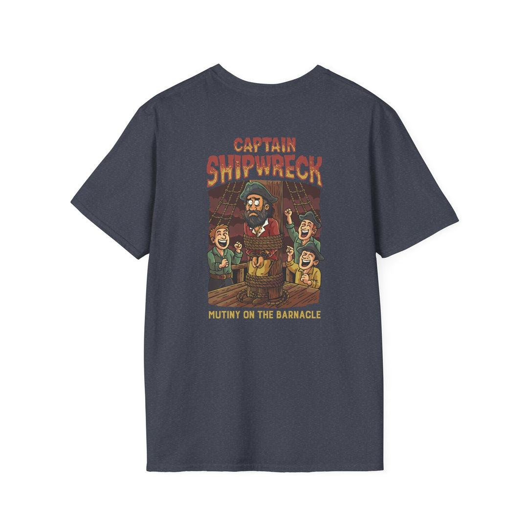 Captain Shipwreck T-Shirt — Pirate Crew Graphic Tee (Mutiny on the Barnacle)