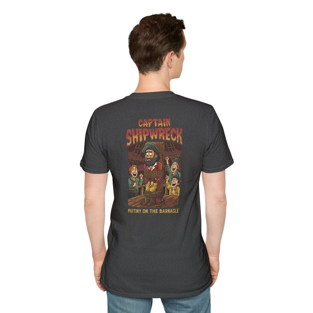 Captain Shipwreck T-Shirt — Pirate Crew Graphic Tee (Mutiny on the Barnacle)