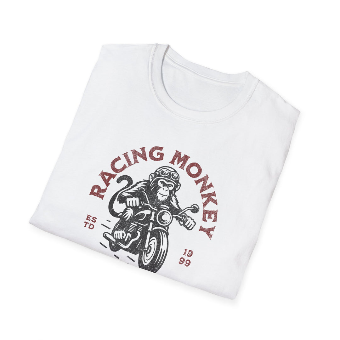 Racing Monkey Motorcycle T-Shirt – 'Safety First' Vintage Biker Tee