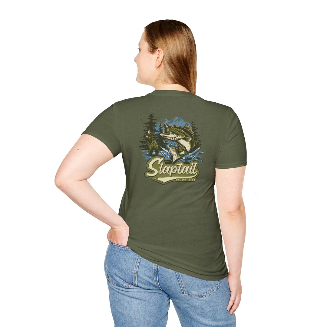Fishing T-Shirt — "Slaptail Outdoors" Bass Logo Tee