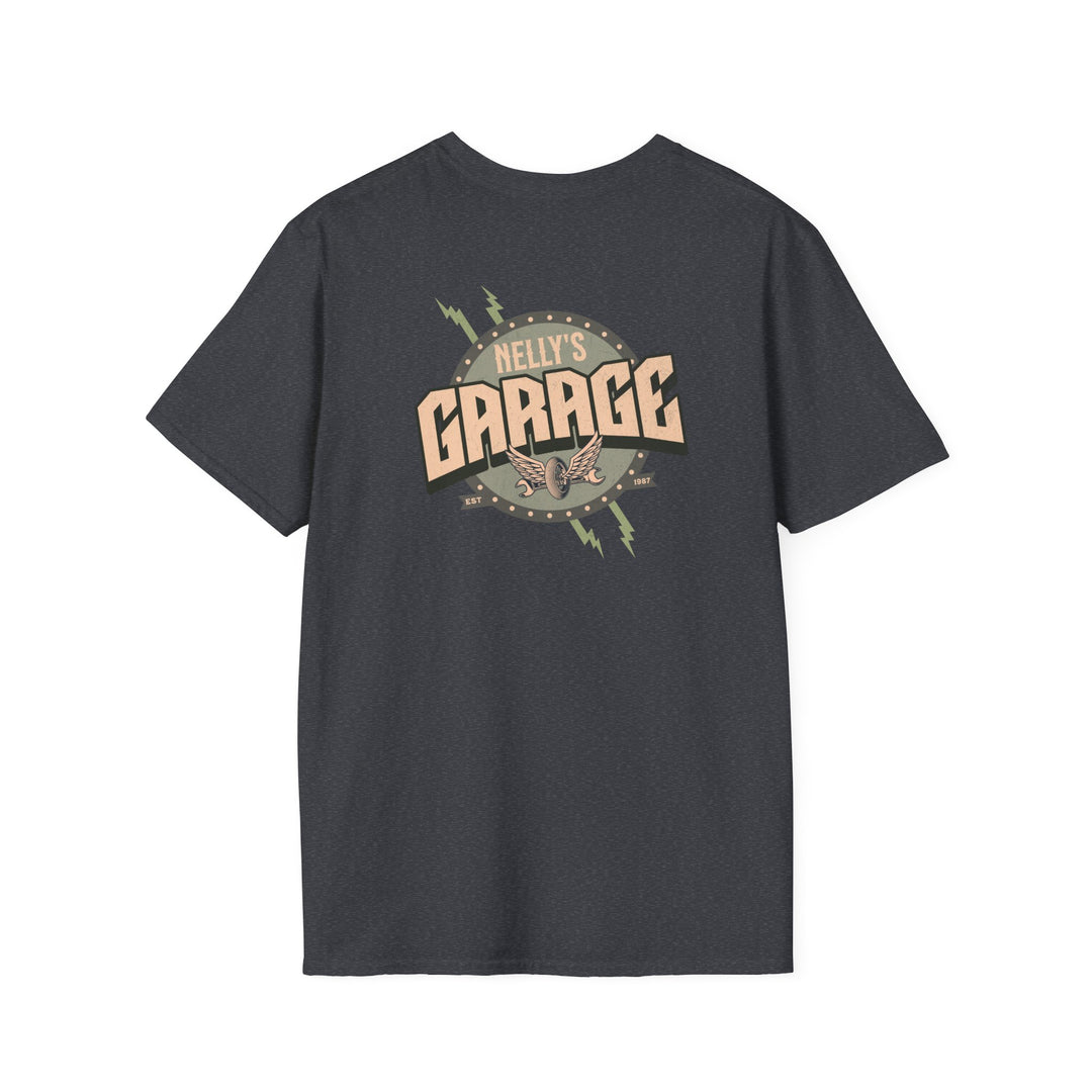 Garage Logo T-Shirt — "Nelly's Garage" Retro Automotive Tee