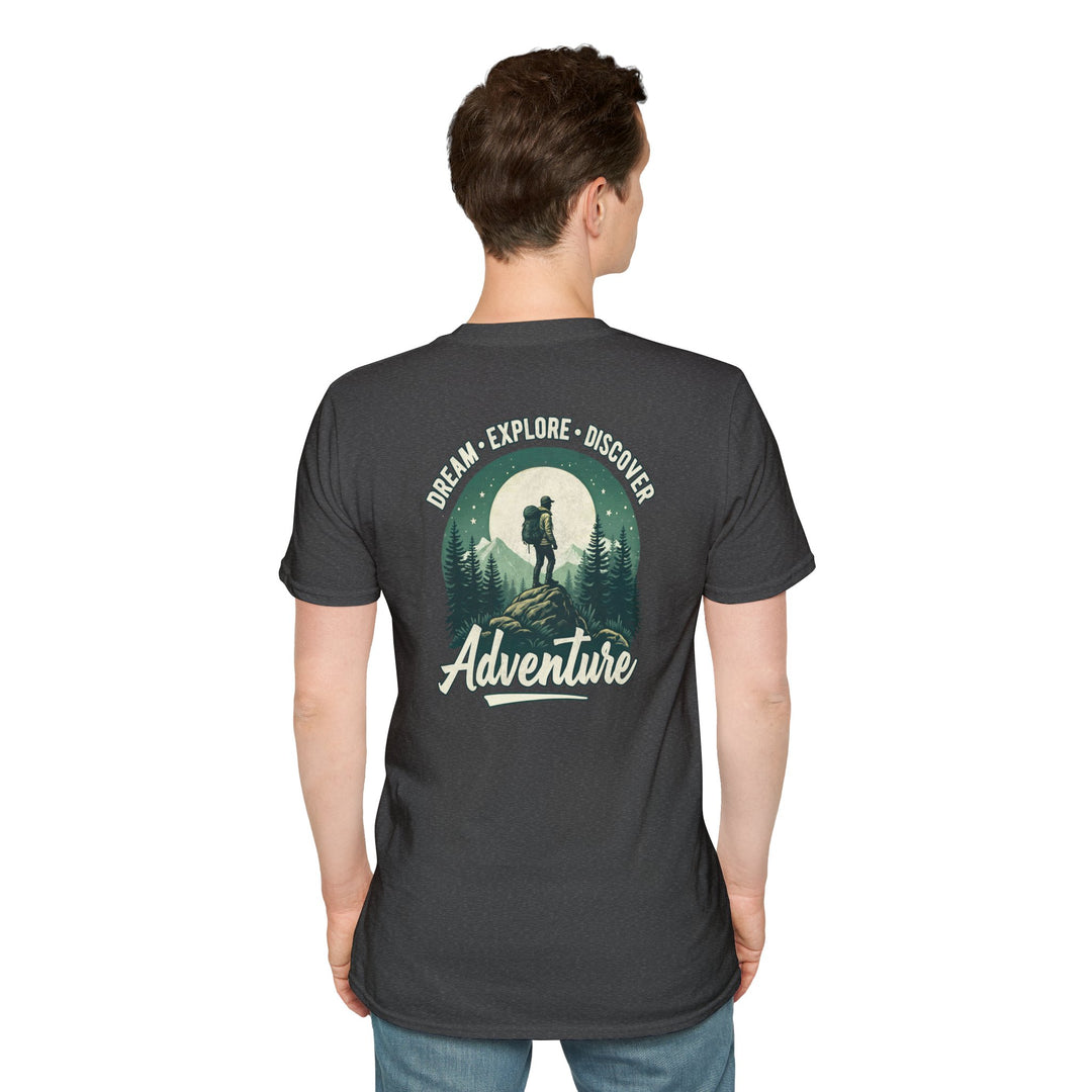 Adventure T-Shirt — 'Dream • Explore • Discover' Hiking Graphic Tee