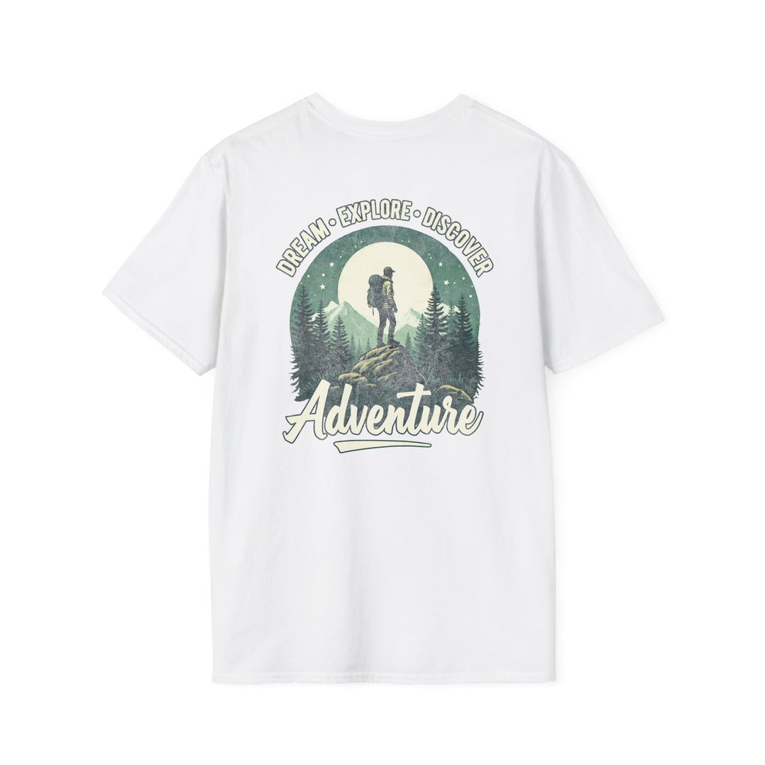 Adventure T-Shirt — 'Dream • Explore • Discover' Hiking Graphic Tee
