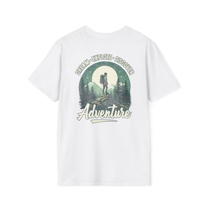 Adventure T-Shirt — 'Dream • Explore • Discover' Hiking Graphic Tee