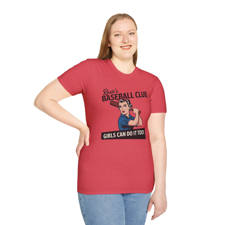 Rosie's Baseball Club Unisex Softstyle T-Shirt - Girls Can Do It Too!