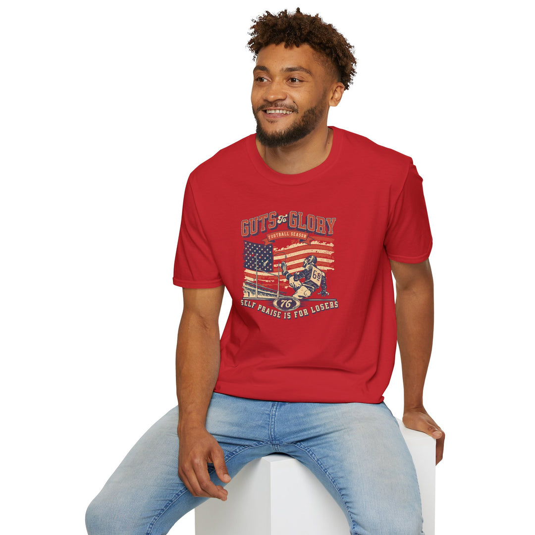 Guts & Glory Football Retro T-Shirt — Vintage American Flag Football Tee