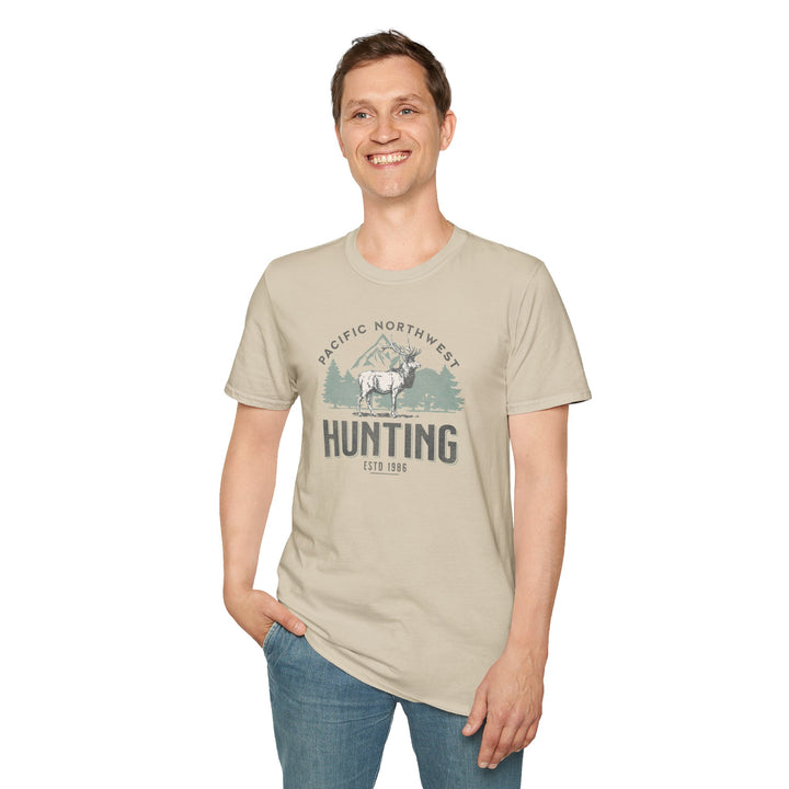 Pacific Northwest Hunting T-Shirt — Elk & Mountain Graphic