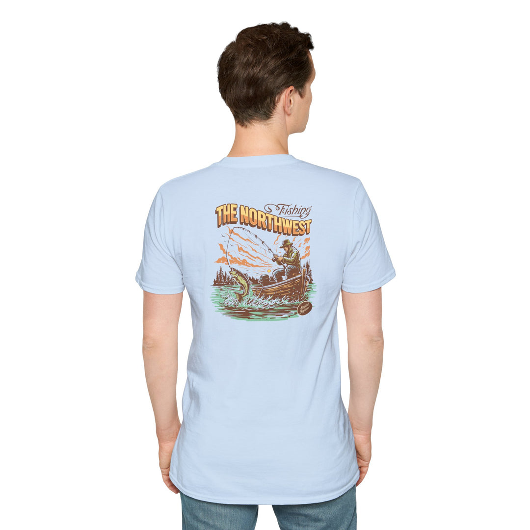 Fishing The Northwest T-Shirt — Vintage Fisherman Boat Graphic