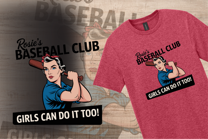 Rosie's Baseball Club Unisex Softstyle T-Shirt - Girls Can Do It Too!