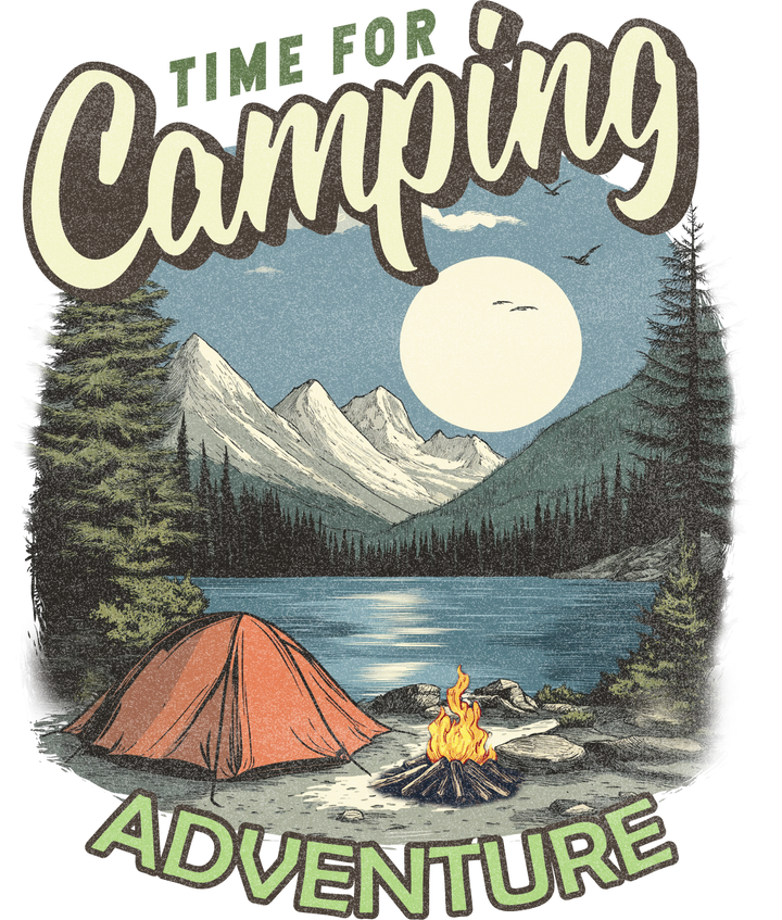 Camping Adventure T-Shirt — "Time for Camping" Outdoor Graphic Tee