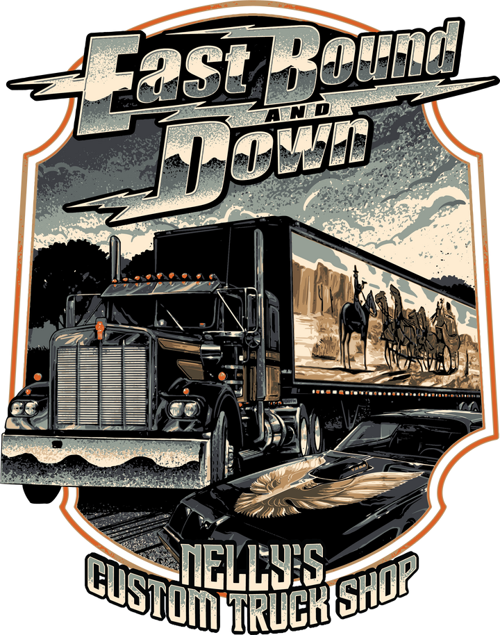 East Bound & Down - Vintage Semi Truck Design - Trucker T-Shirt