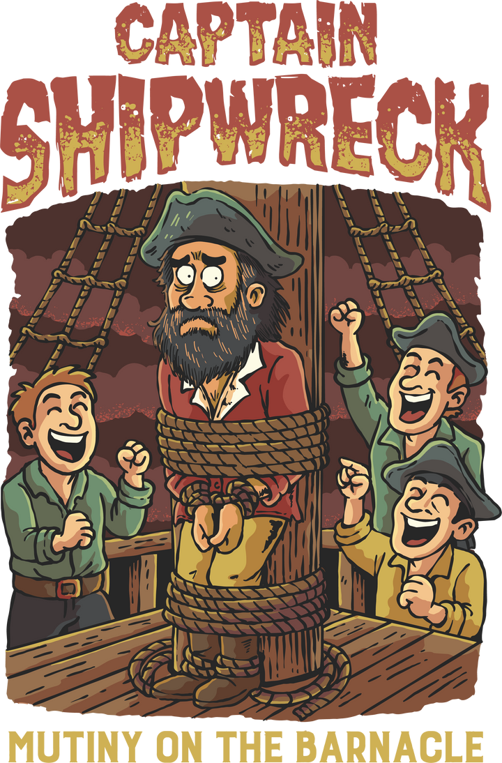 Captain Shipwreck T-Shirt — Pirate Crew Graphic Tee (Mutiny on the Barnacle)