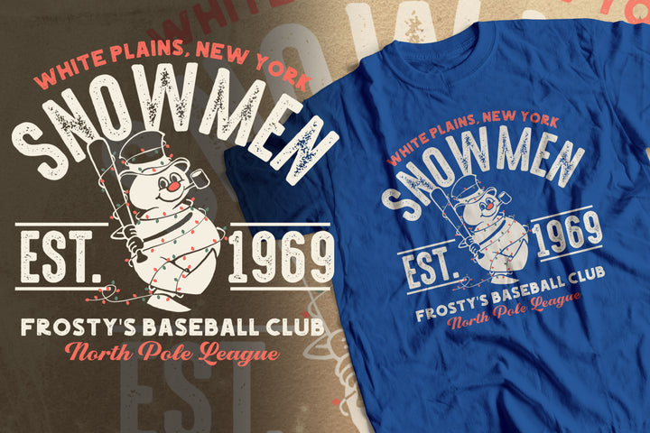 Snowmen Baseball Club T‑Shirt — Frosty’s EST. 1969 Vintage Winter Tee