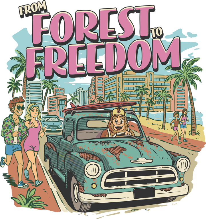 Sammy Sasquatch - Forest Freedom T-Shirt — Retro Roadtrip Graphic Tee
