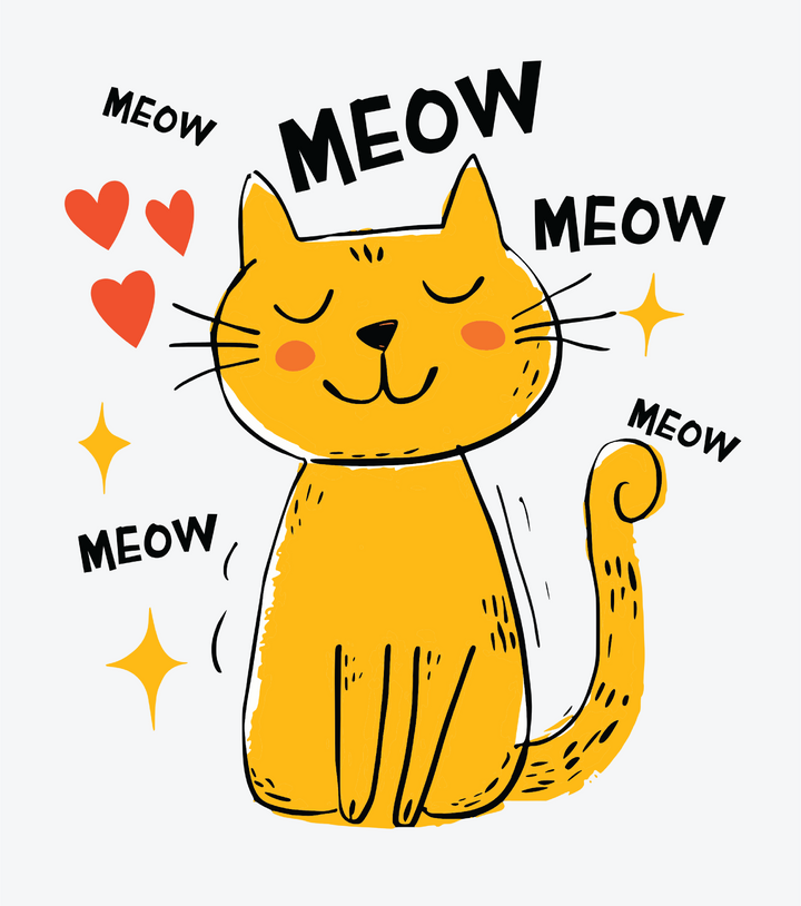 Cute Orange Cat 'Meow' T-Shirt – Playful Kitty Graphic Tee