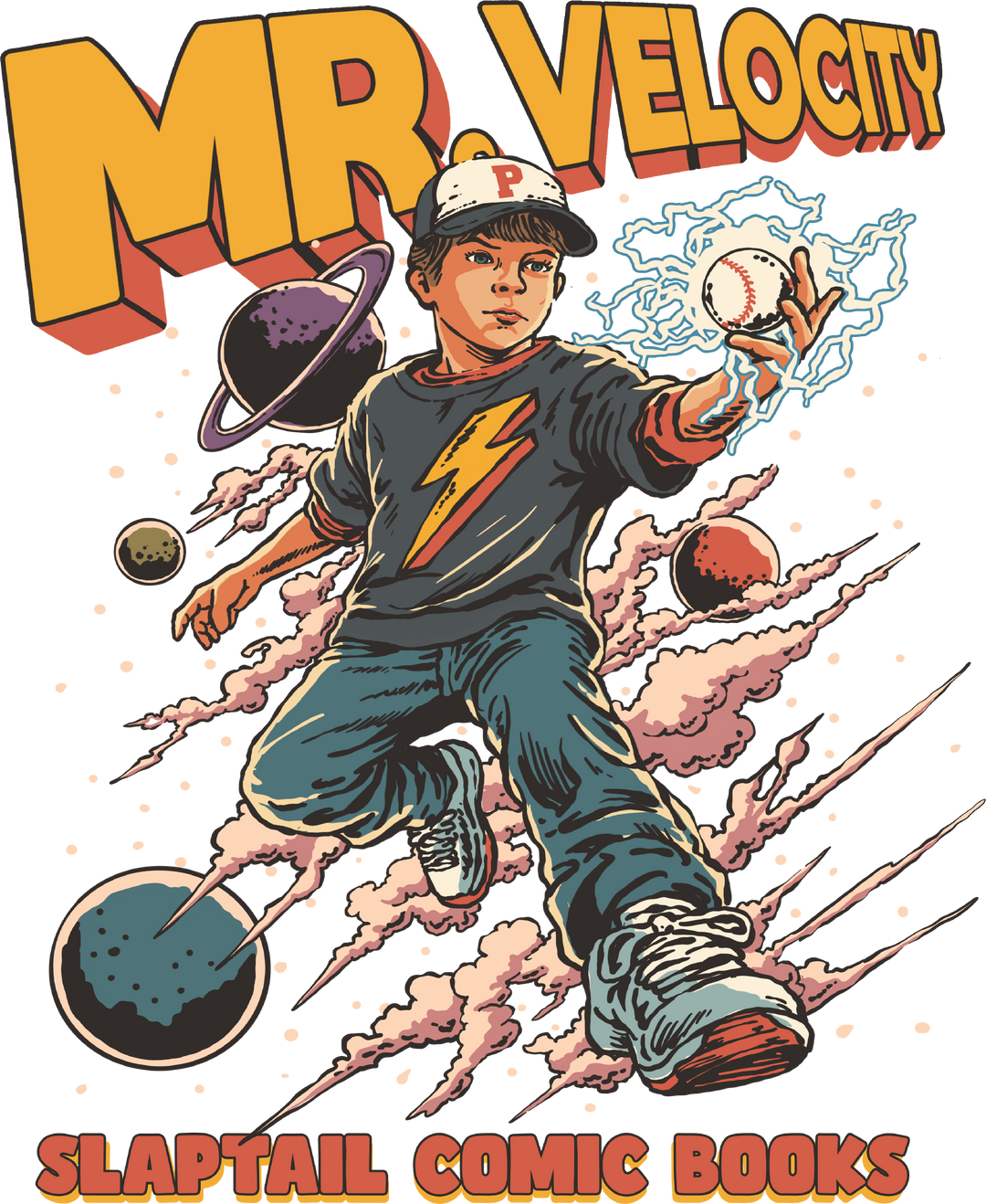 T-Shirt — "MR. VELOCITY" Retro Comic Baseball Graphic Tee