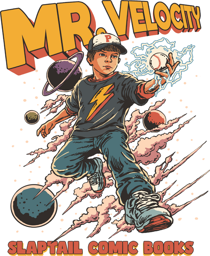 T-Shirt — "MR. VELOCITY" Retro Comic Baseball Graphic Tee