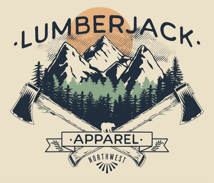 Lumberjack Graphic T-Shirt — Vintage Mountain & Crossed Axes Outdoor Tee