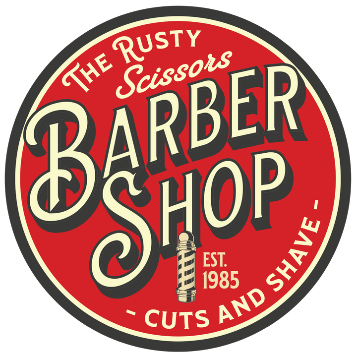 Barber Shop Vintage Logo T-Shirt — The Rusty Scissors Retro Barber Tee