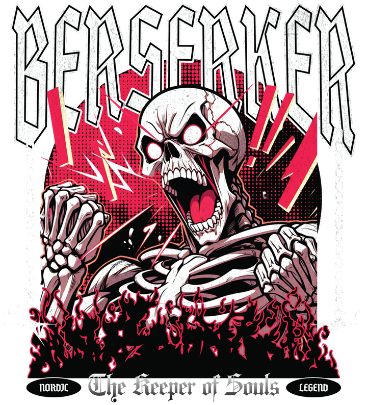 Berserker Skull Graphic T-Shirt — Heavy Metal Horror Tee