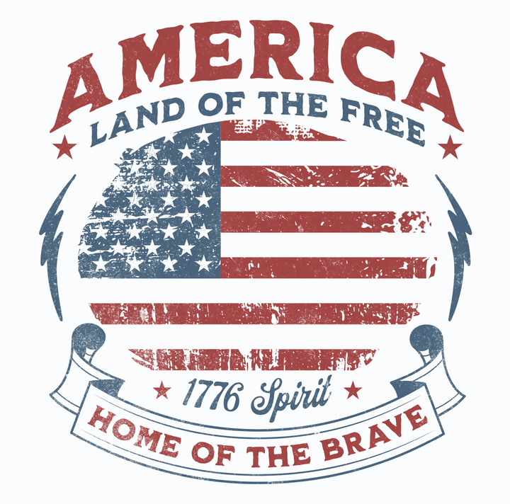 America Land of the Free T-Shirt — Vintage Flag "Home of the Brave" Patriotic Tee