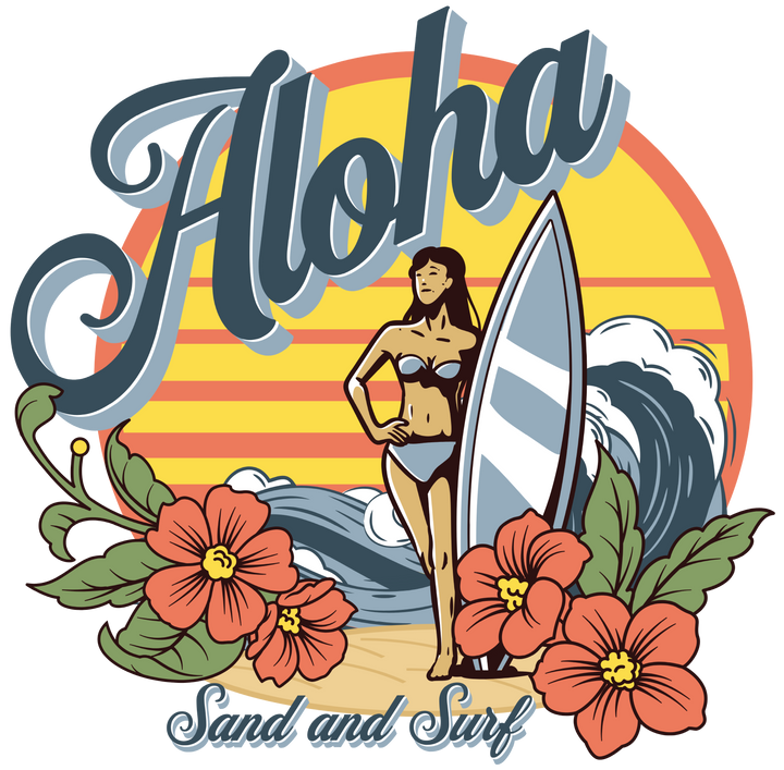 Aloha Surf Vintage Graphic Tee — Hawaiian Sunset Floral T‑Shirt