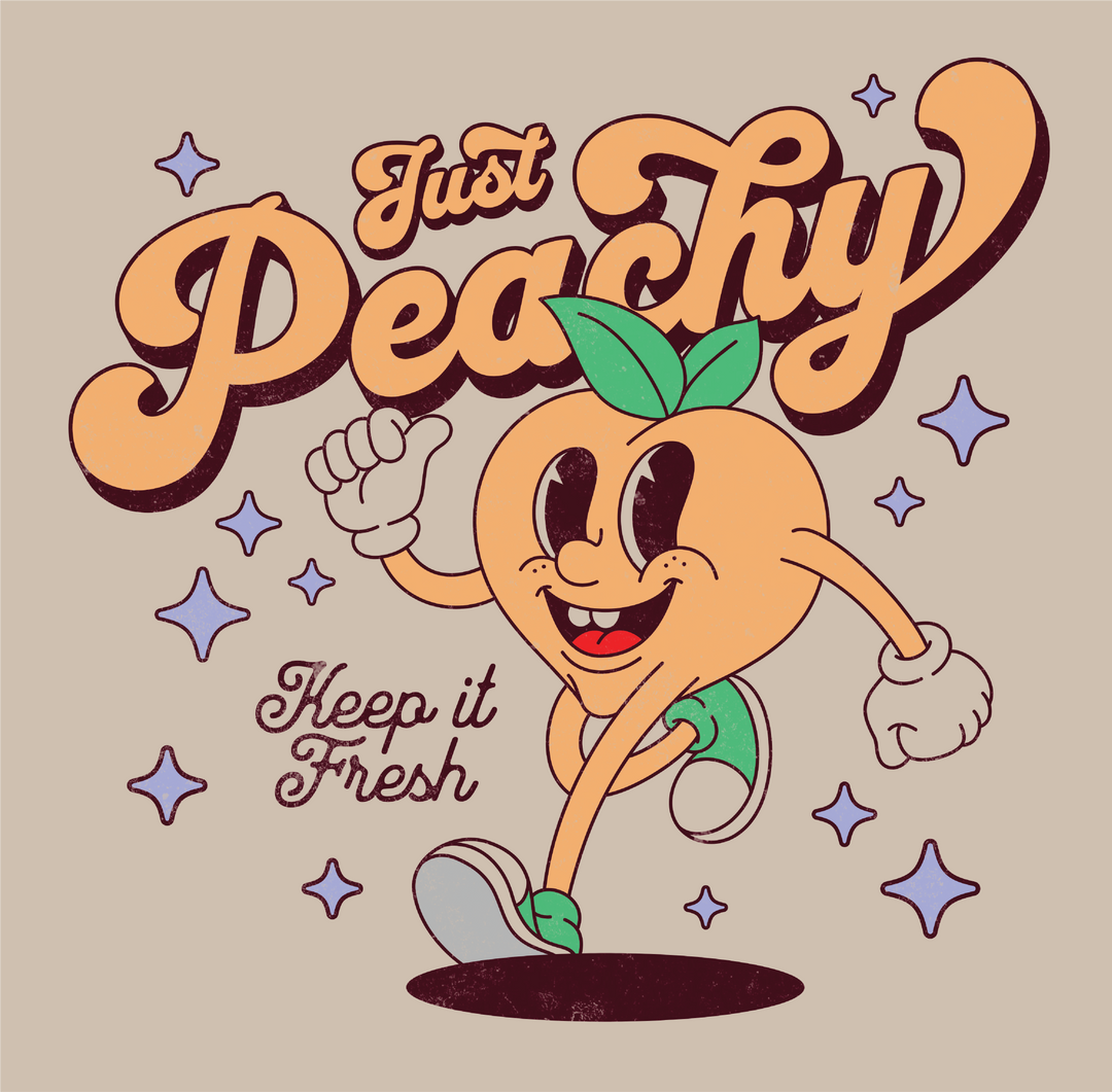 Retro Graphic T-Shirt — "Just Peachy" Vintage Tee