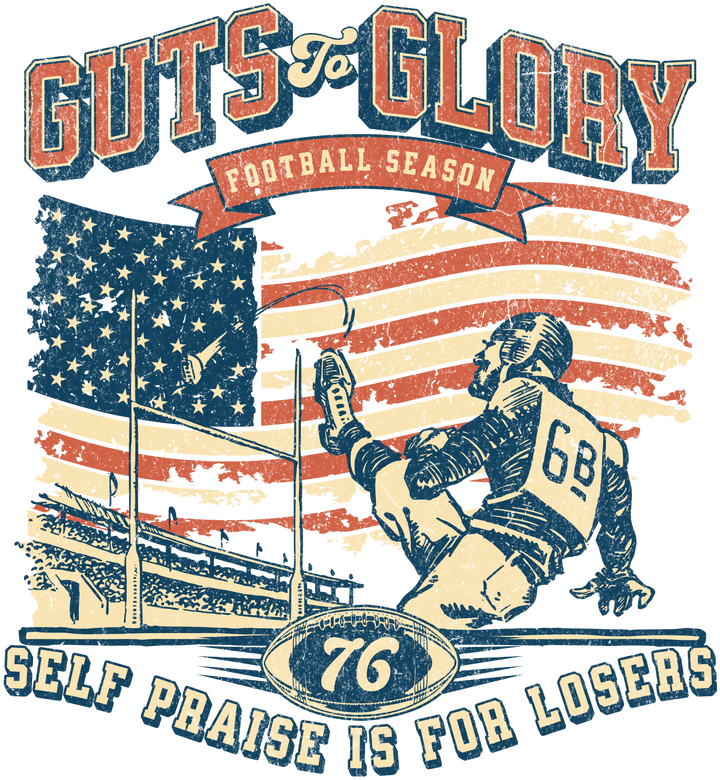 Guts & Glory Football Retro T-Shirt — Vintage American Flag Football Tee