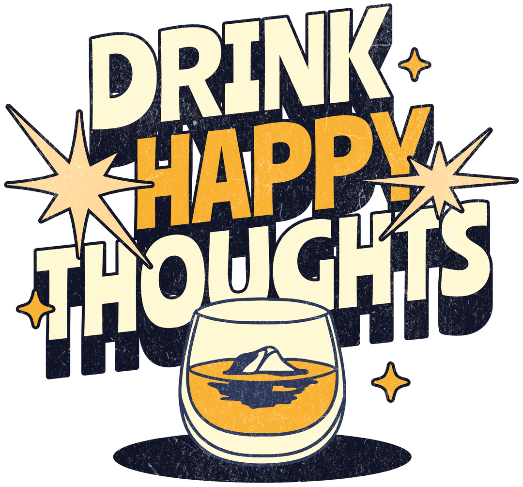 Drink Happy Thoughts T-Shirt — Retro Cocktail Tee