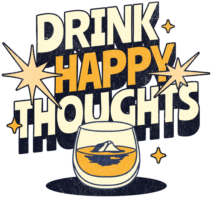 Drink Happy Thoughts T-Shirt — Retro Cocktail Tee
