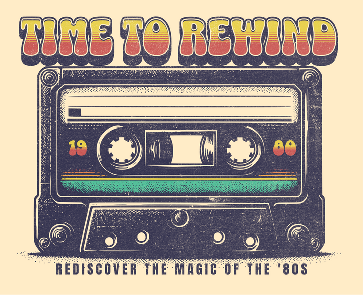 Time to Rewind Cassette T-Shirt — Retro 80s Vintage Tee