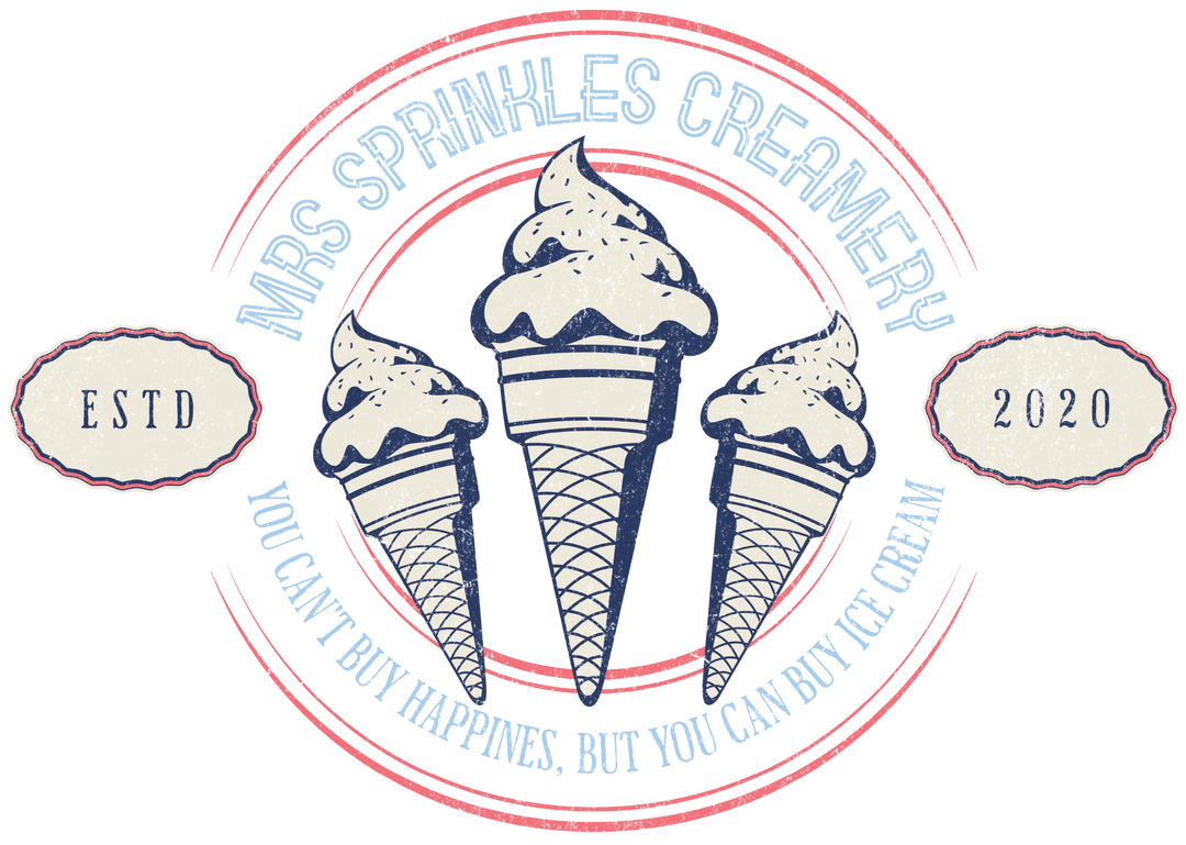 Ice Cream Parlor Vintage T-Shirt — 'Mrs Sprinkles Creamery' Retro Logo