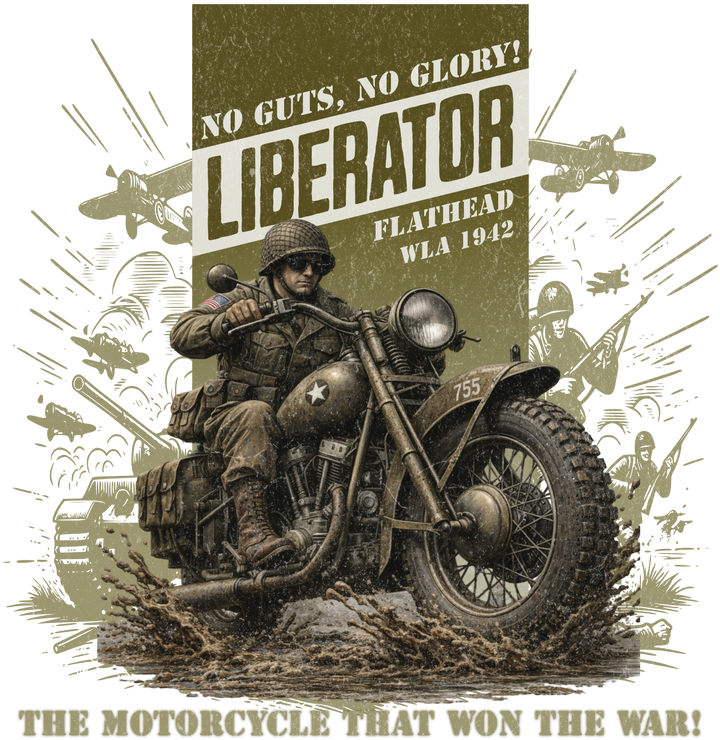Liberator WWII T-Shirt — "No Guts, No Glory!" Vintage Military Design