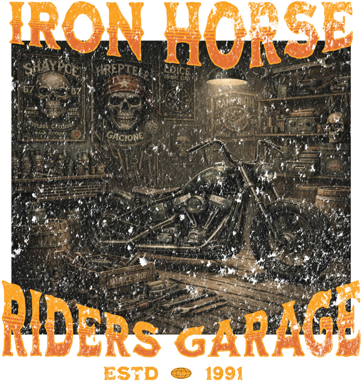 Iron Highway Riders Garage T-Shirt — Vintage Motorcycle Tee