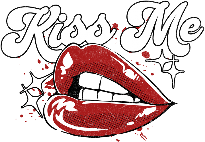 Kiss Me Graphic T-Shirt — Retro Red Lips Design