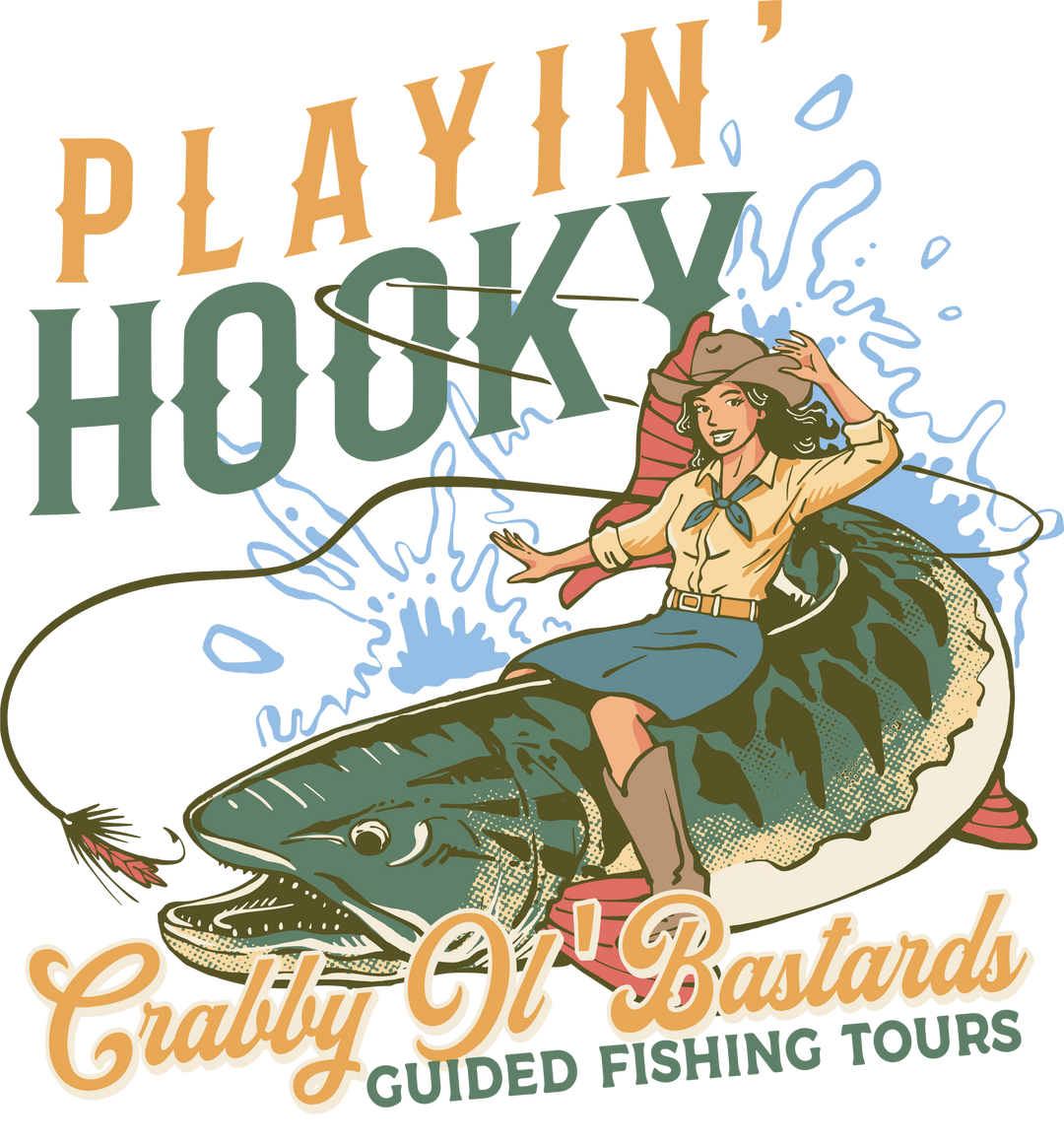 Playin' Hooky T-Shirt — Vintage Crabby Ol Bastard Fishing Tee