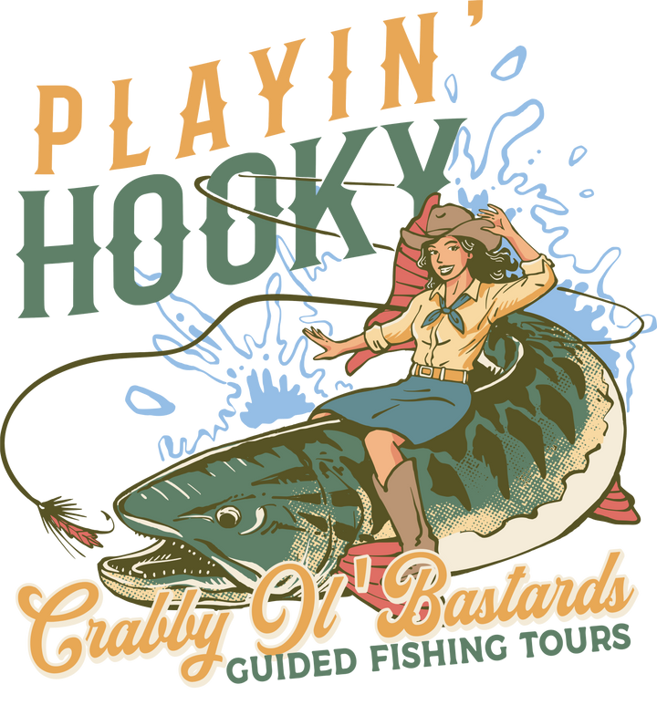 Playin' Hooky T-Shirt — Vintage Crabby Ol Bastard Fishing Tee