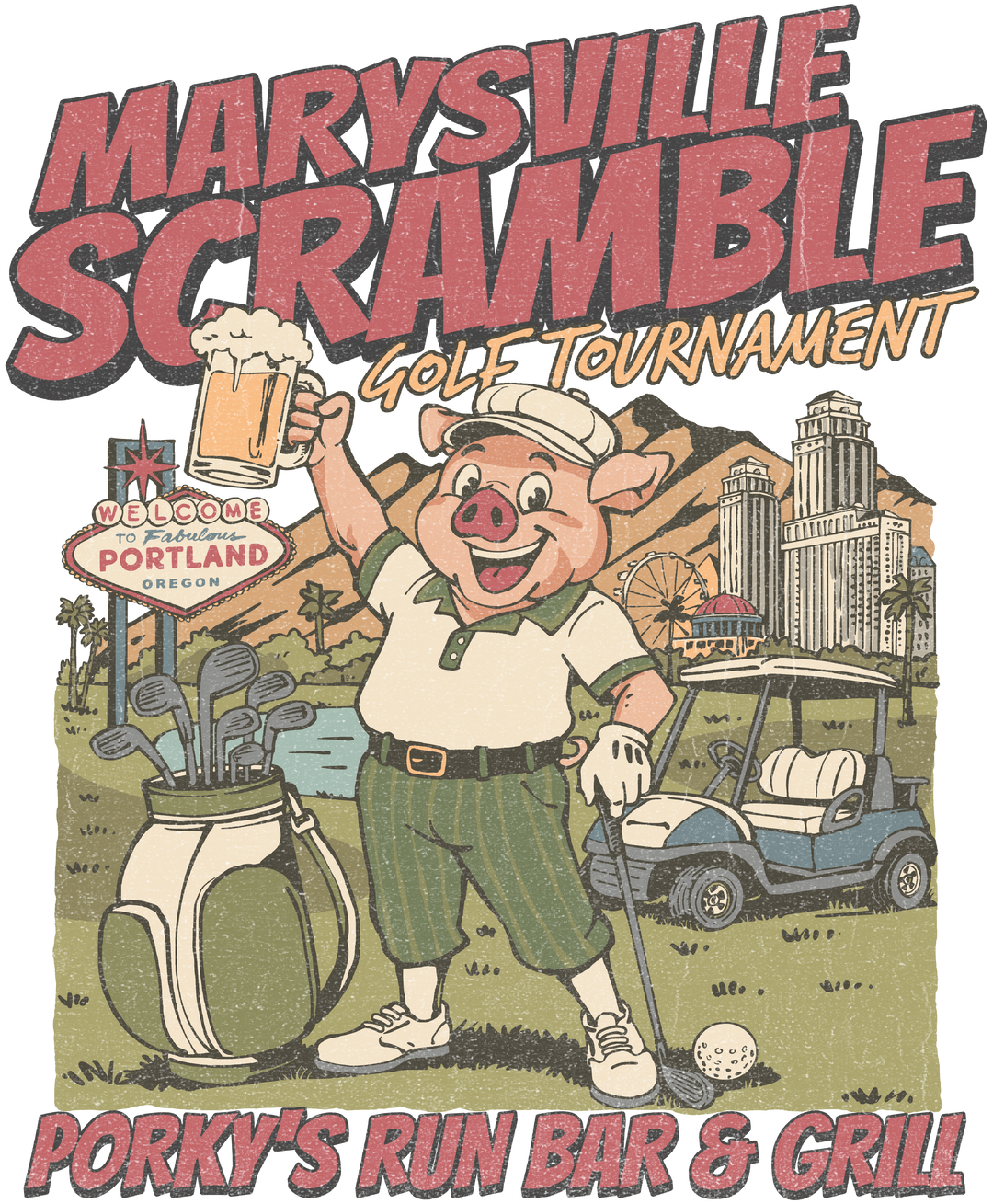 Marysville Scramble Retro Golf Tournament T-Shirt
