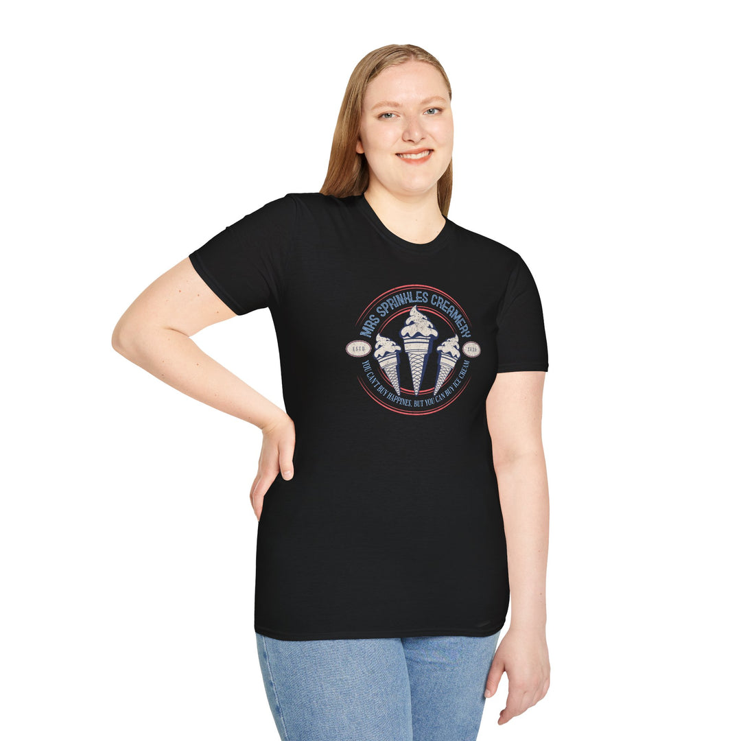 Ice Cream Parlor Vintage T-Shirt — 'Mrs Sprinkles Creamery' Retro Logo