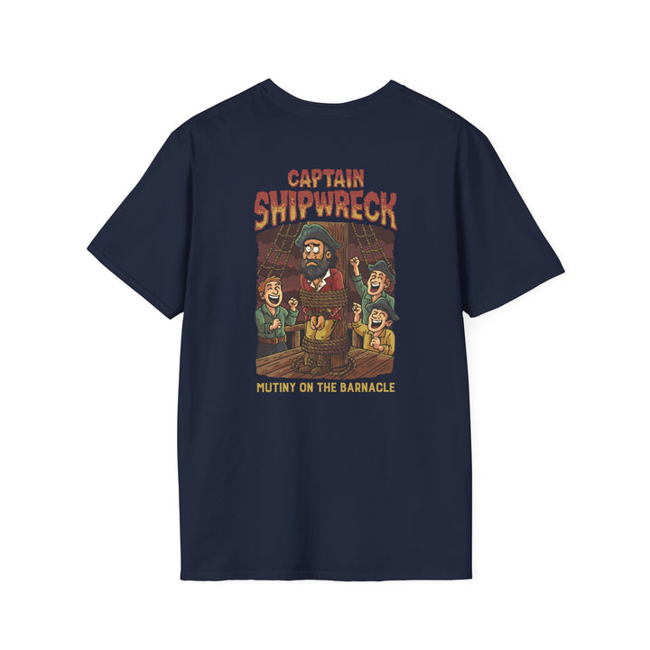 Captain Shipwreck T-Shirt — Pirate Crew Graphic Tee (Mutiny on the Barnacle)