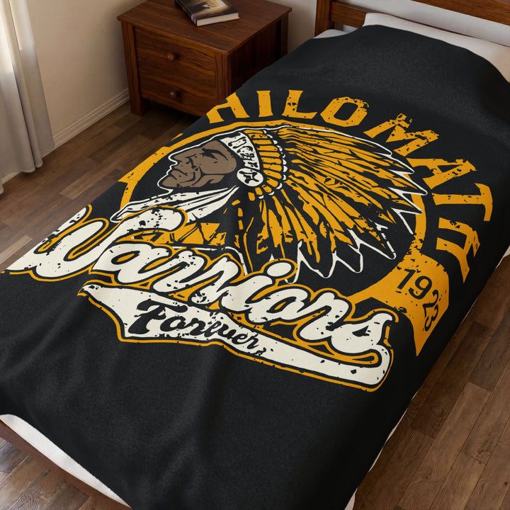 Velveteen Plush Blanket — "Philomath Warriors" Vintage Mascot Throw
